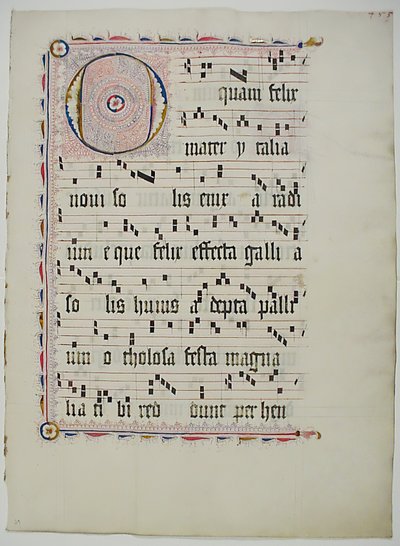 Manuskriptblatt mit Initiale O, aus einem Antiphonar, Deutsch von Unbekannt
