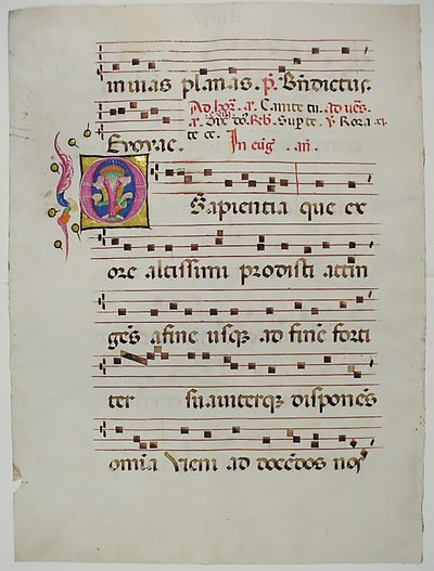 Manuskriptblatt mit Initial O, aus einem Antiphonar, italienisch, 15. Jahrhundert von Unbekannt