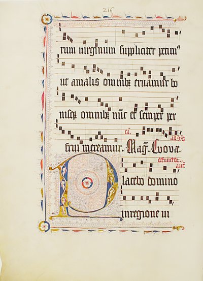 Manuskriptblatt mit Initiale P, aus einem Antiphonar, deutsch, zweites Viertel des 15. Jahrhunderts von Unbekannt