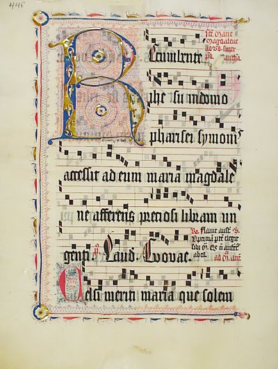 Manuskriptblatt mit Initiale R, aus einem Antiphonar, Deutsch von Unbekannt