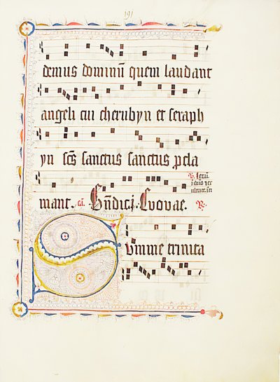 Manuskriptblatt mit Initiale S, aus einem Antiphonar, Deutsch, zweites Viertel des 15. Jahrhunderts von Unbekannt