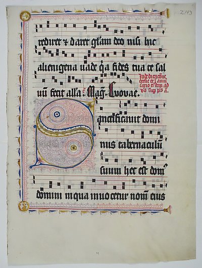 Manuskriptblatt mit Initiale S, aus einem Antiphonar von Unbekannt