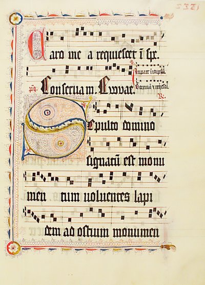 Manuskriptblatt mit Initiale S, aus einem Antiphonar, Deutsch, zweites Viertel des 15. Jahrhunderts von Unbekannt