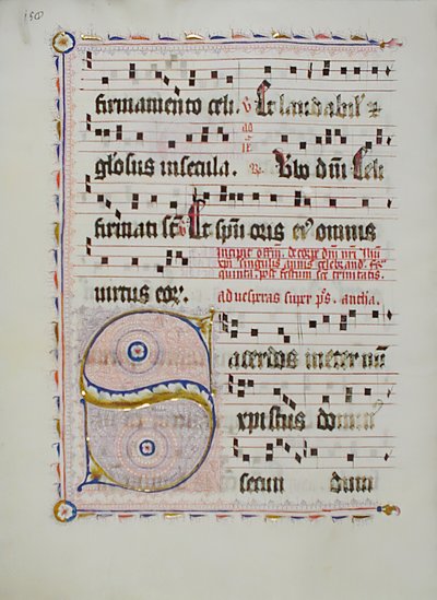 Manuskriptblatt mit Initiale S, aus einem Antiphonar, deutsch von Unbekannt