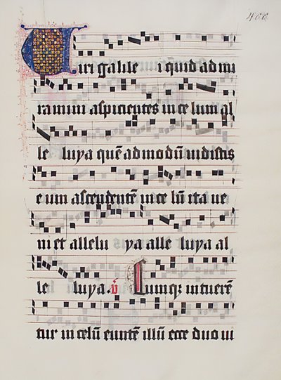 Manuskriptblatt mit Initiale V, aus einem Graduale, deutsch, zweites Viertel des 15. Jahrhunderts von Unbekannt
