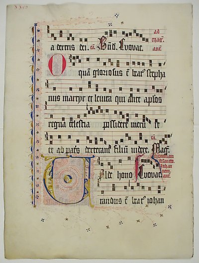 Manuskriptblatt mit Initiale V, aus einem Antiphonar, Deutsch, zweites Viertel des 15. Jahrhunderts von Unbekannt