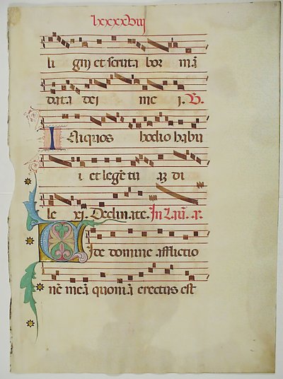 Manuskriptblatt mit Initiale V, aus einem Antiphonar, italienisch, 15. Jahrhundert von Unbekannt