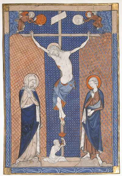 Manuskriptblatt mit der Kreuzigung, aus einem Messbuch, ca. 1270-80 von Unbekannt
