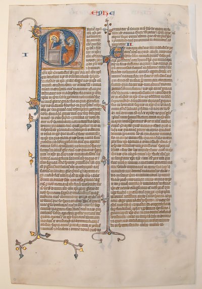 Manuskriptblatt mit dem Beginn des Briefes des Heiligen Paulus an die Epheser, aus einer Bibel, ca. 13. Jahrhundert von Unbekannt