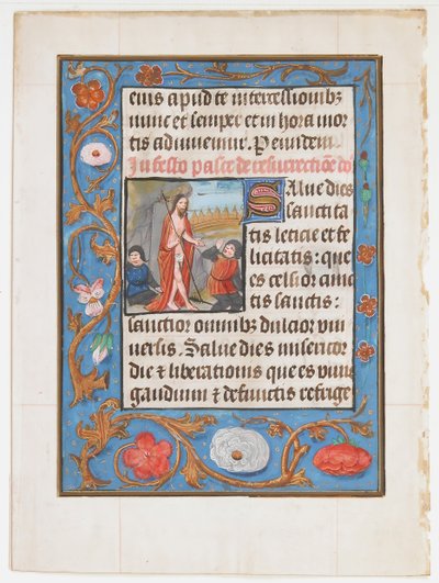 Manuskriptseite mit der Auferstehung, aus einem Stundenbuch, ca. 1500 von Unbekannt