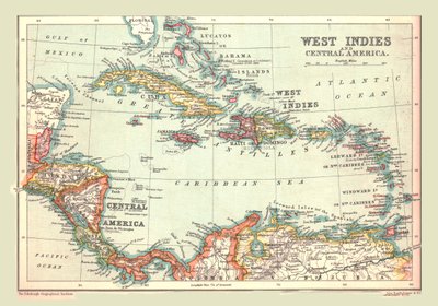 Karte der Westindischen Inseln und Zentralamerika, 1902 von Unbekannt