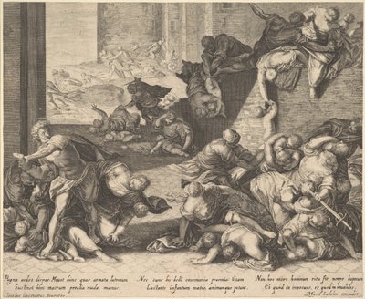 Massaker der Unschuldigen, reduzierte und umgekehrte Kopie nach Aegidius Sadeler, 1600-1629 von Unbekannt