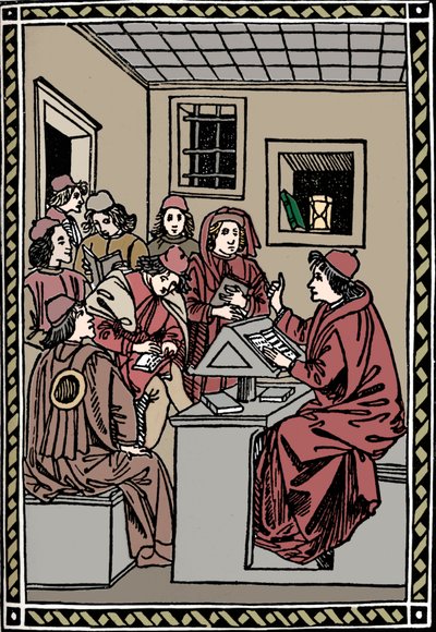 Meister mit seinen Schülern. Christoforo Landino, 1492, 1917 von Unbekannt