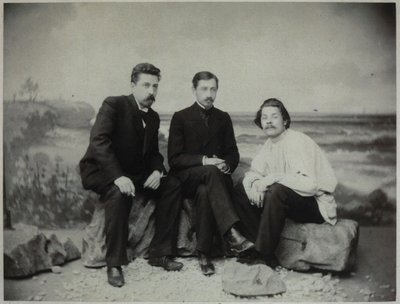 Maxim Gorki, Iwan Bunin und Nikolai Teleschow, 1900 von Unbekannt