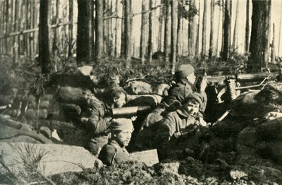 Maxim-Maschinengewehr an der britischen Front, Erster Weltkrieg, 1915, um 1920 von Unbekannt