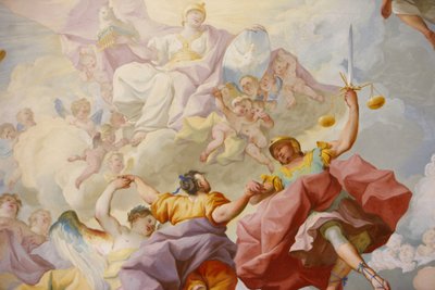 Bibliotheksfresko der Abtei Melk: Gerechtigkeit von Paul Troger 1732, Melk, Österreich von Unbekannt