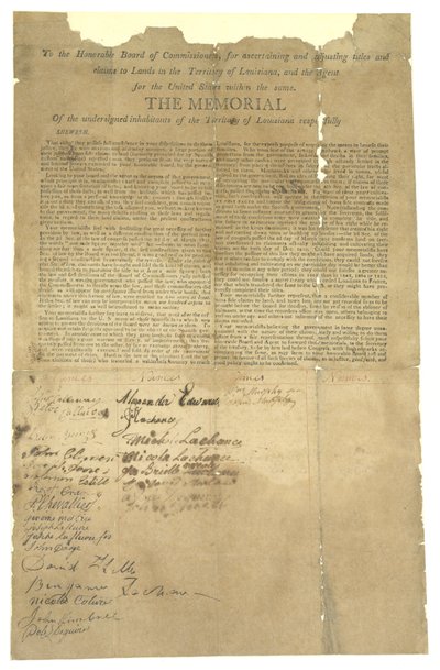 Gedenkschrift an das ehrenwerte Kommissarsgremium zur Regelung von Landansprüchen im Territorium von Louisiana, 1803-1815 von Unbekannt