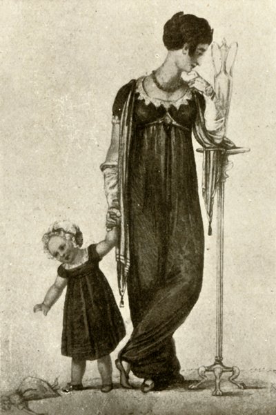 Trauerkleidung von Mutter und Kind, 1809 von Unbekannt