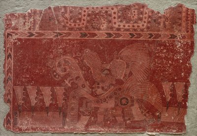 Wandfragment mit Elite-Mann und Maguey-Kaktusblättern, 500-550 von Unbekannt