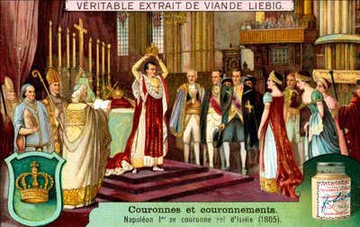 Napoleon I. krönt sich selbst zum König von Italien im Jahr 1805, um 1900 von Unbekannt