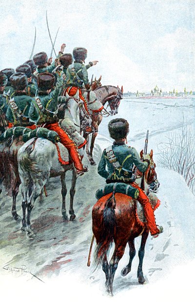 Napoleons Grande Armee erblickt Moskau, 1812, spätes 19. Jahrhundert von Unbekannt