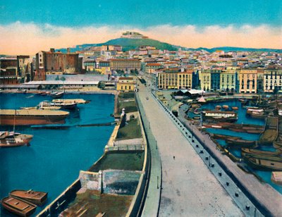 Neapel - Via Molo Col Castel S. Elmo, ca. 1900 von Unbekannt