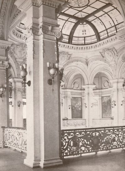 Nationalbibliothek: eine Ecke der Galerie mit Blick auf den öffentlichen Lesesaal, 1914 von Unbekannt