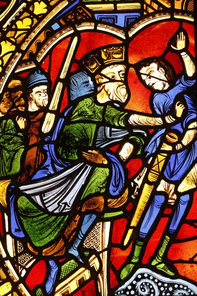 Nationalmuseum der französischen Denkmäler. Kathedrale Saint Pierre. Buntglasfenster. Die Verurteilung des Heiligen Paulus, Paris, Frankreich von Unbekannt