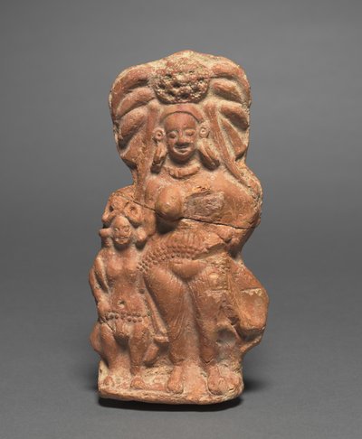 Naturgöttin Yakshi mit Zwerg-Hermaphrodit, ca. 100 v. Chr. von Unbekannt