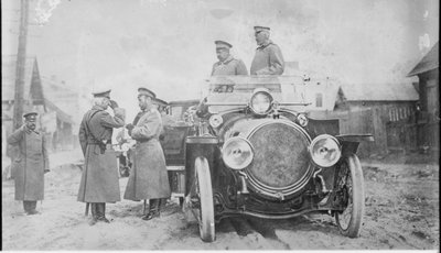 Nikolaus II. von Russland, Großherzog Nikolaus Nikolajewitsch und General Graf Georgi Bobrinsky von Unbekannt