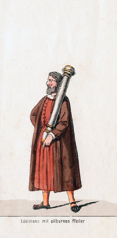 Edelmann mit silberner Säule, Kostümentwurf für Shakespeares Stück, Heinrich VIII, 19. Jahrhundert von Unbekannt