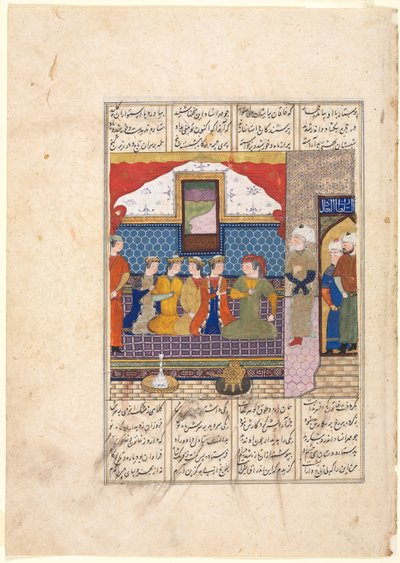 Nushirwan schickt Mihran Sitad, um die Tochter des Königs von China zu holen, Recto..., ca. 1482 von Unbekannt