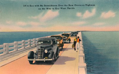 Auf See ohne Seekrankheit, Neue Übersee-Autobahn nach Key West, Florida, um 1940er von Unbekannt