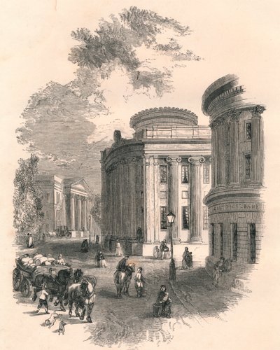 Altes Rathaus und Geschäftsgebäude, Leeds, 19. Jahrhundert von Unbekannt