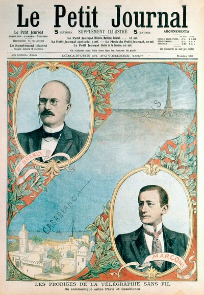 Eröffnung der drahtlosen Telegrafieverbindung zwischen Paris und Casablanca, 1907 von Unbekannt