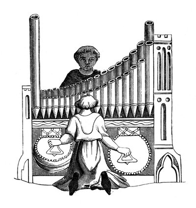 Orgel mit einer einzigen Tastatur, 14. Jahrhundert, 1870 von Unbekannt