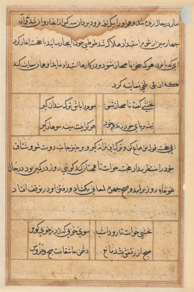 Seite aus Geschichten eines Papageis Tuti-nama: Textseite, ca. 1560 von Unbekannt