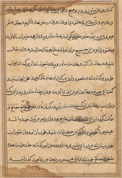 Seite aus den Geschichten eines Papageis Tuti-nama: Textseite, ca. 1560 von Unbekannt