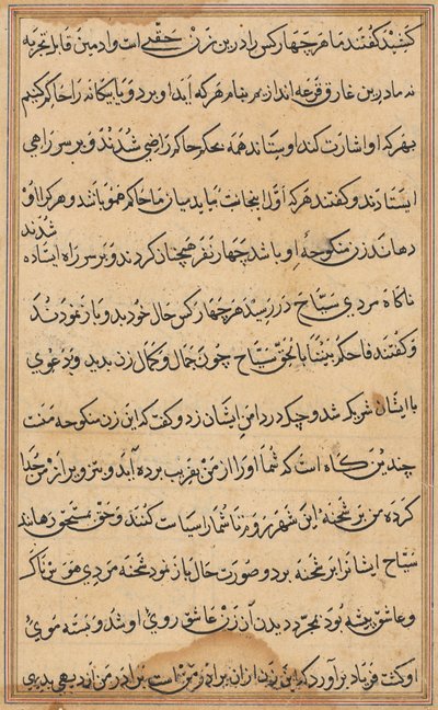 Seite aus Geschichten eines Papageis Tuti-nama: Textseite, ca. 1560 von Unbekannt