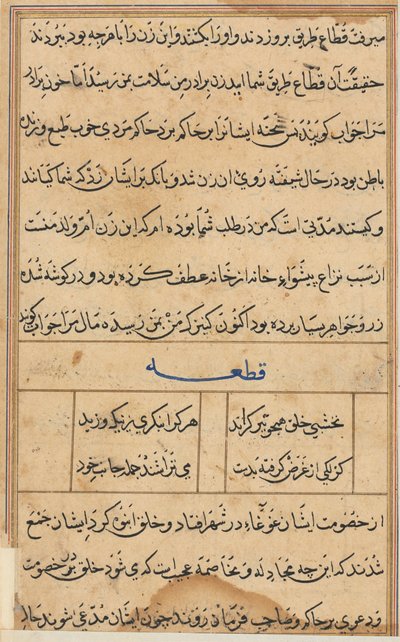Seite aus den Geschichten eines Papageis Tuti-nama: Textseite, ca. 1560 von Unbekannt
