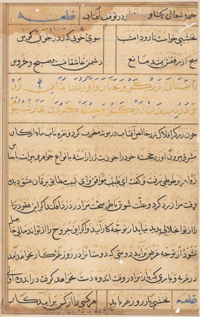 Seite aus den Geschichten eines Papageis Tuti-nama: Textseite, ca. 1560 von Unbekannt