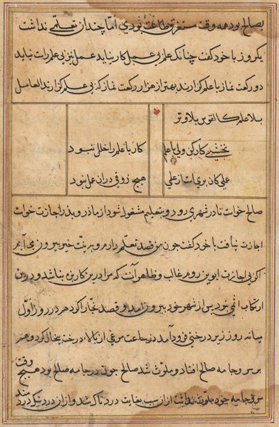 Seite aus den Geschichten eines Papageis Tuti-nama: Textseite, ca. 1560 von Unbekannt