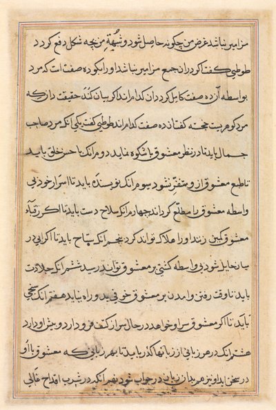Seite aus Geschichten eines Papageis Tuti-nama: Textseite, ca. 1560 von Unbekannt