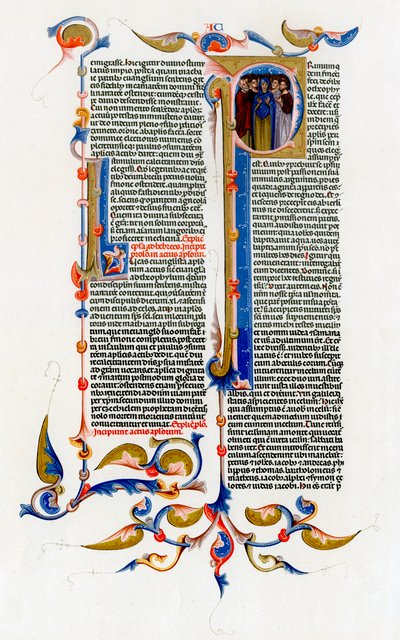 Seite mit Text und illuminiertem Anfangsbuchstaben, 14. Jahrhundert von Unbekannt