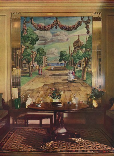 Tafel zeigt Regency Brighton, flankiert von verspiegelten Glaspilastern, 1933 von Unbekannt
