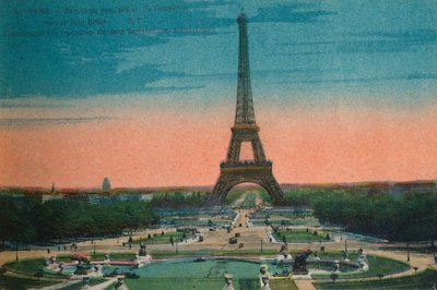 Panorama der Jardins du Trocadéro und des Eiffelturms, Paris, ca. 1920 von Unbekannt