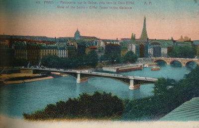 Panorama des Flusses Seine mit dem Eiffelturm in der Ferne, Paris, ca. 1920 von Unbekannt