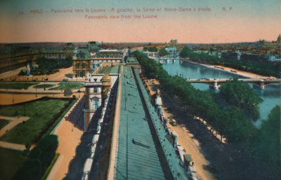 Panoramablick auf den Louvre, Paris, um 1920 von Unbekannt