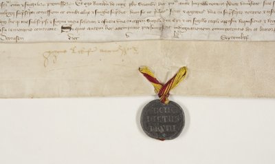 Päpstliche Bulle zur Bestätigung der Charta von Bischof Henry Wardlaw, recto von Unbekannt