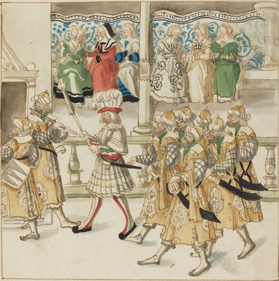 Parade von Rittern in orientalischen Kostümen, ca. 1515 von Unbekannt
